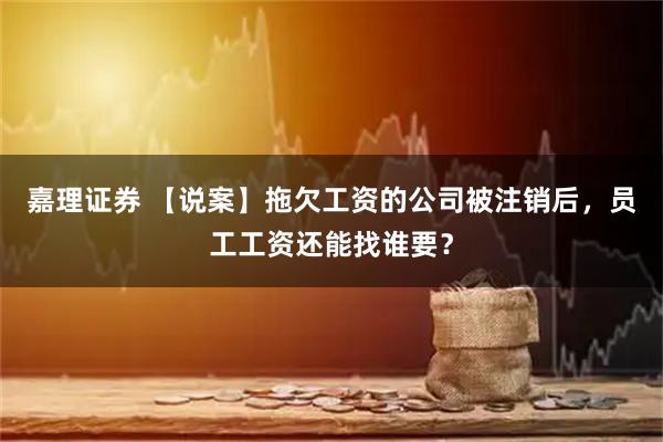 嘉理证券 【说案】拖欠工资的公司被注销后，员工工资还能找谁要？