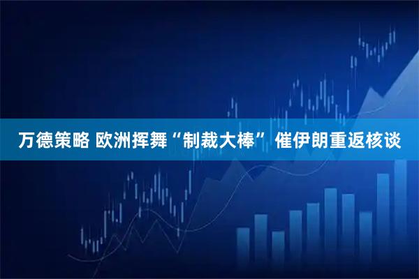 万德策略 欧洲挥舞“制裁大棒” 催伊朗重返核谈