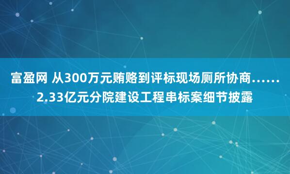 富盈网 从300万元贿赂到评标现场厕所协商……2.33亿元分院建设工程串标案细节披露