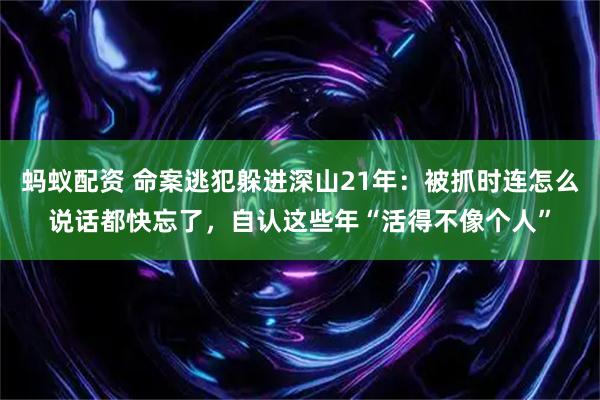 蚂蚁配资 命案逃犯躲进深山21年：被抓时连怎么说话都快忘了，自认这些年“活得不像个人”